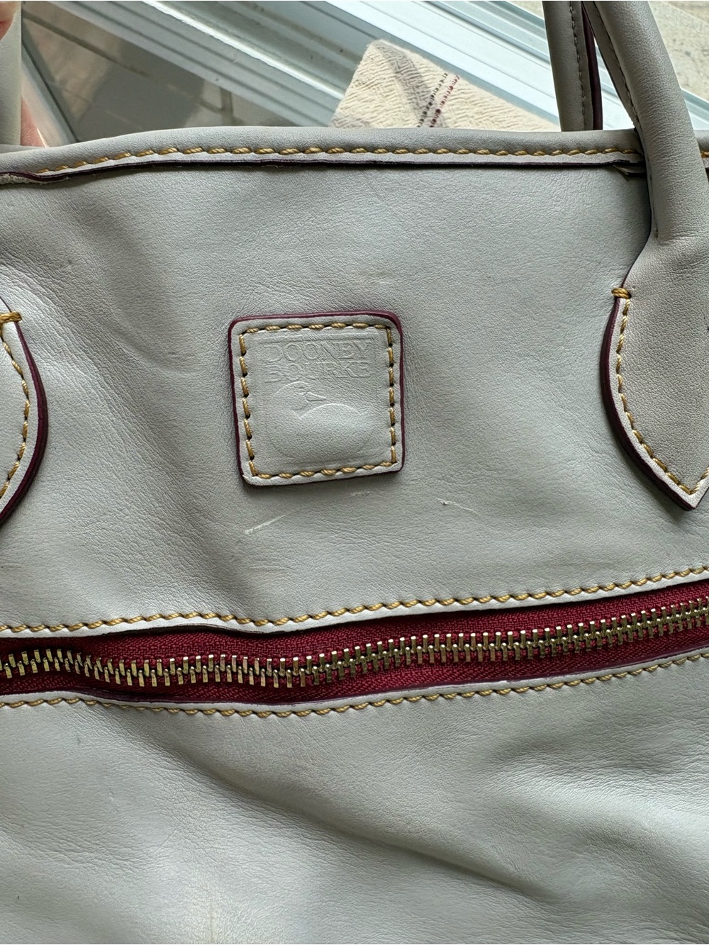 Dooney and Bourke Women's White Leather Tote Bag with Front Zip Pocket - Picture 11 of 16